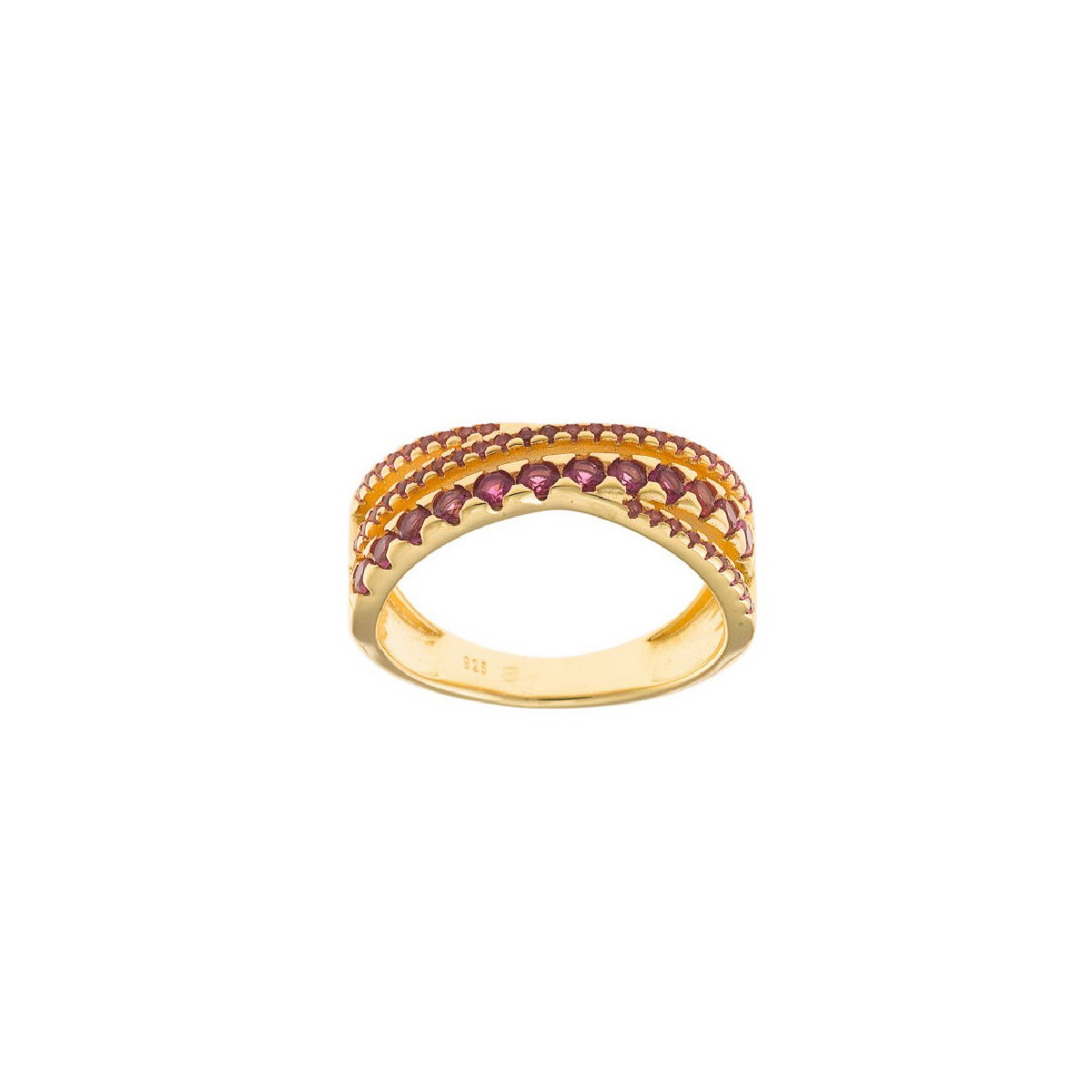 Anillo Mujer Salvatore Plata Dorada Circonitas Rosas Grosor 7 mm 16 - 000230973