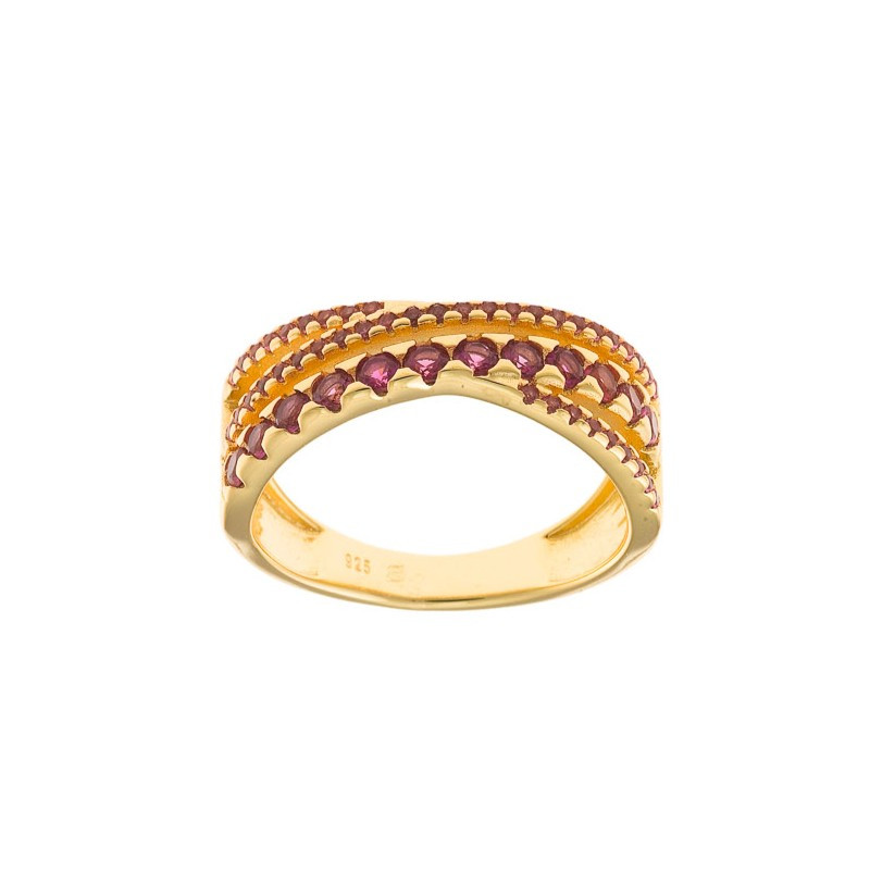 Anillo Mujer Salvatore Plata Dorada Circonitas Rosas Grosor 7 mm 16 - 000230973