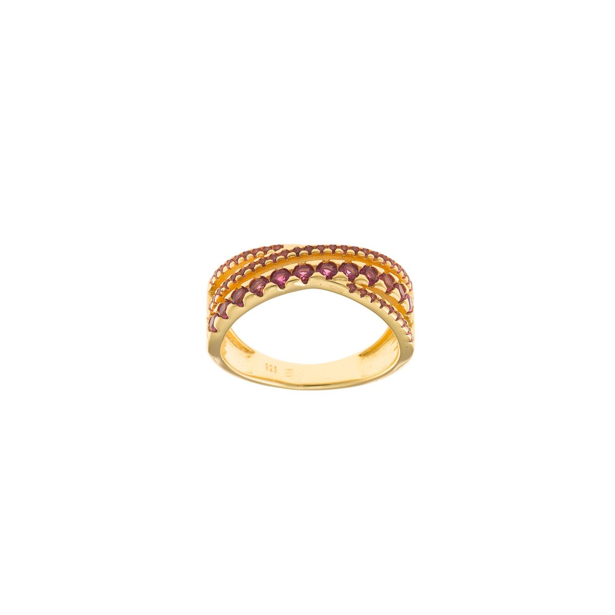 Anillo Mujer Salvatore Plata Dorada Circonitas Rosas Grosor 7 mm 16 - 000230973
