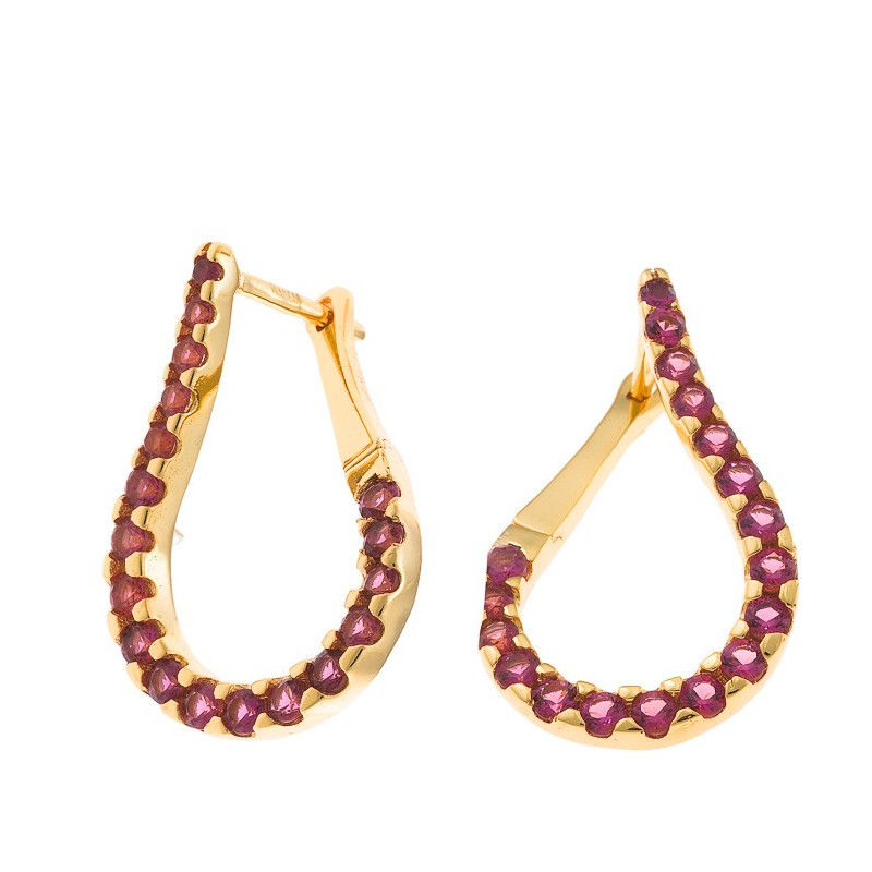 Pendientes Mujer Salvatore Plata Dorada Circonias Rosas 15 x 25 mm - 000230972