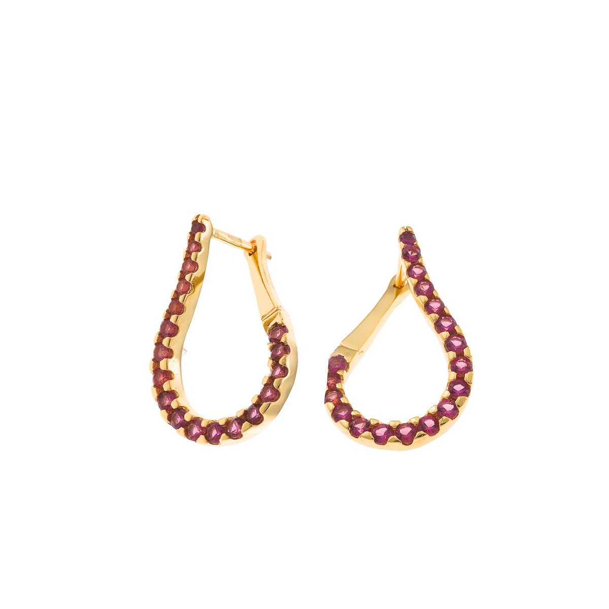 Pendientes Mujer Salvatore Plata Dorada Circonias Rosas 15 x 25 mm - 000230972
