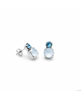 Pendientes Fiesta de Mujer Plata Cristales SWAROVSKI Azules Presión Tamaño 8 x 13 mm - 000180063
