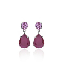 Pendientes Fiesta Mujer Plata Cristales SWAROVSKI Tamaño 10 x 34 mm - 000180086