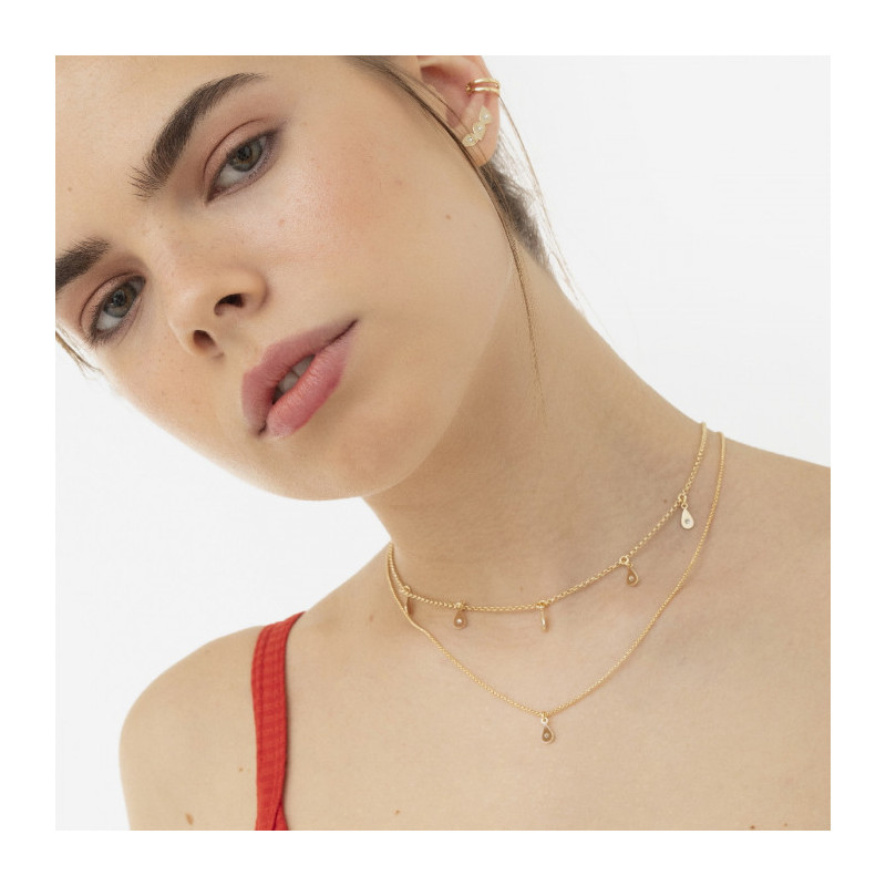 Victoria Cruz Collar Mujer Plata Dorada Gotas - 000180206