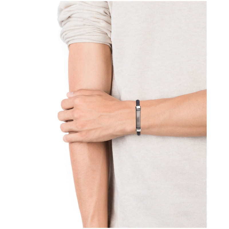 Pulsera Hombre Viceroy Fashion 75219P01010 Acero Chapa Personalizable Cuero Negro - 000730175