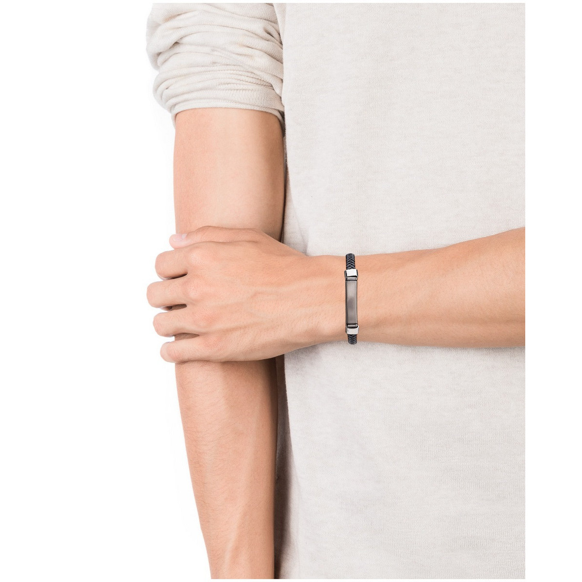 Pulsera Hombre Viceroy Fashion 75219P01010 Acero Chapa Personalizable Cuero Negro - 000730175