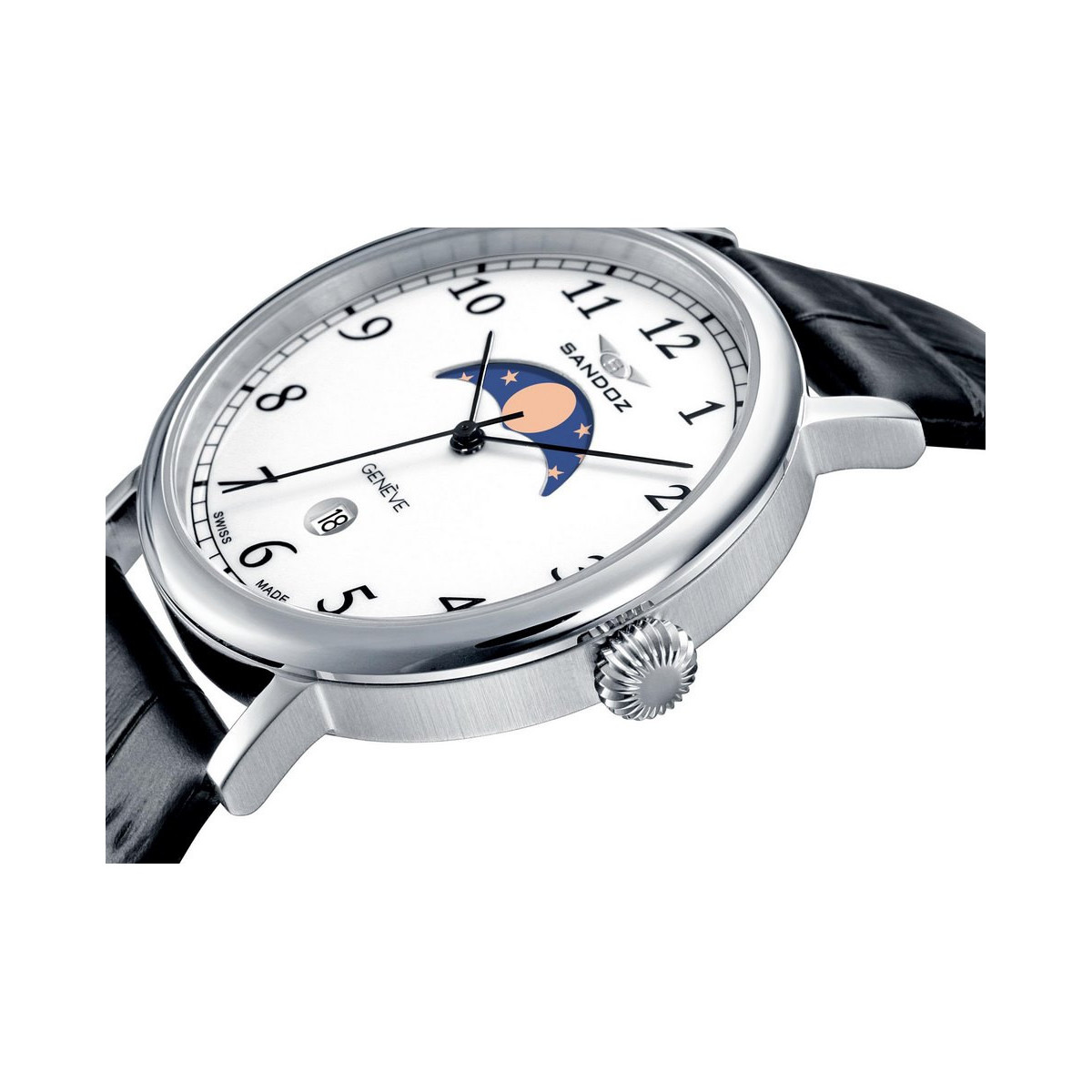 Reloj Hombre Sandoz Cuarzo Suizo Acero Fase Lunar Correa 38 mm - 81435-05